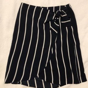 Navy and white LOFT Wrap Skirt